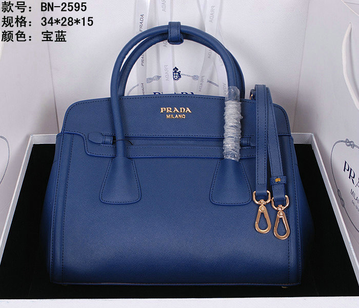 2014 Prada saffiano cuir leather tote bag BN2595 royalblue